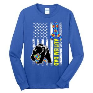 Dad Autism Awareness American Flag Autism Dad Daddy Gift Tall Long Sleeve T-Shirt