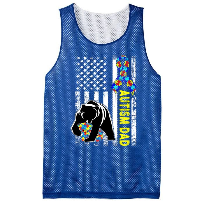 Dad Autism Awareness American Flag Autism Dad Daddy Gift Mesh Reversible Basketball Jersey Tank