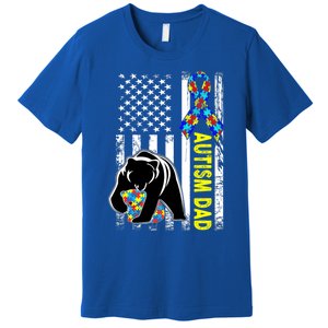 Dad Autism Awareness American Flag Autism Dad Daddy Gift Premium T-Shirt