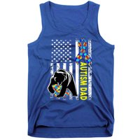 Dad Autism Awareness American Flag Autism Dad Daddy Gift Tank Top