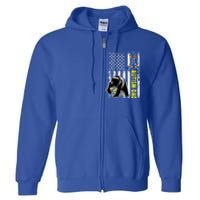 Dad Autism Awareness American Flag Autism Dad Daddy Gift Full Zip Hoodie