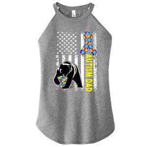 Dad Autism Awareness American Flag Autism Dad Daddy Gift Women's Perfect Tri Rocker Tank