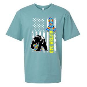 Dad Autism Awareness American Flag Autism Dad Daddy Gift Sueded Cloud Jersey T-Shirt