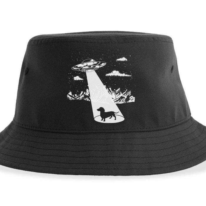 Dachshund Alien Abduction Weiner Dog Funny Sustainable Bucket Hat