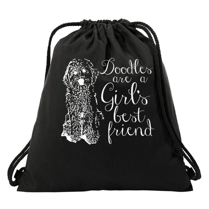 Doodles Are A Girl's Best Friend Golden Labradoodle Tshirt Drawstring Bag