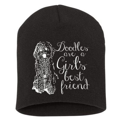 Doodles Are A Girl's Best Friend Golden Labradoodle Tshirt Short Acrylic Beanie