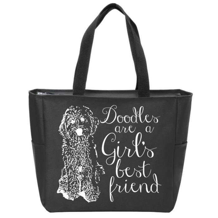 Doodles Are A Girl's Best Friend Golden Labradoodle Tshirt Zip Tote Bag