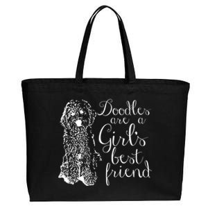 Doodles Are A Girl's Best Friend Golden Labradoodle Tshirt Cotton Canvas Jumbo Tote