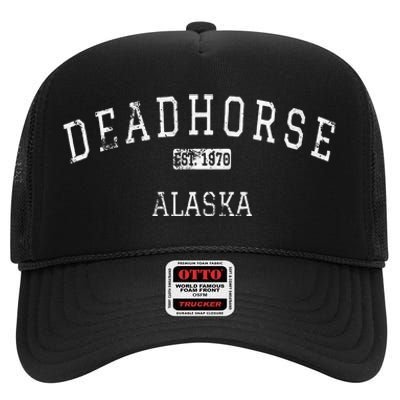 Deadhorse Alaska Ak Vintage High Crown Mesh Back Trucker Hat