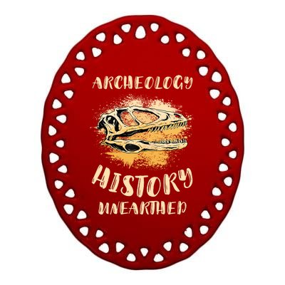 Digging Archeologist Archeology Ceramic Oval Ornament