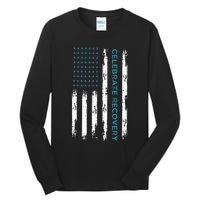 Drug Alcohol Addiction Recovery Celebrate Recovery Usa Flag Tall Long Sleeve T-Shirt