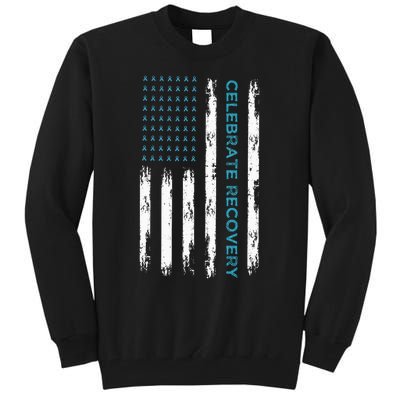 Drug Alcohol Addiction Recovery Celebrate Recovery Usa Flag Tall Sweatshirt