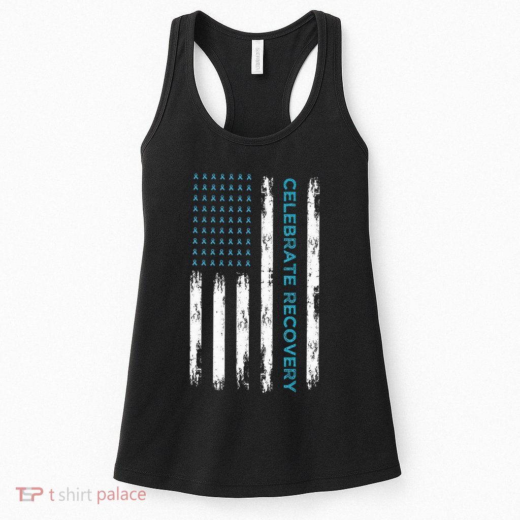 Drug Alcohol Addiction Recovery Celebrate Recovery Usa Flag Women's Racerback Tank