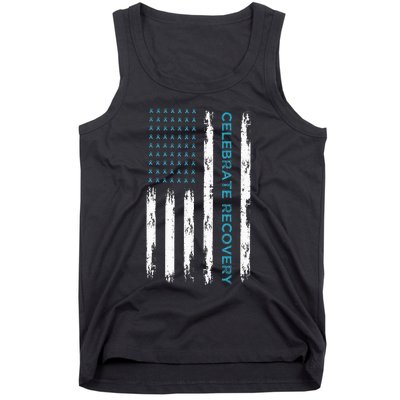 Drug Alcohol Addiction Recovery Celebrate Recovery Usa Flag Tank Top