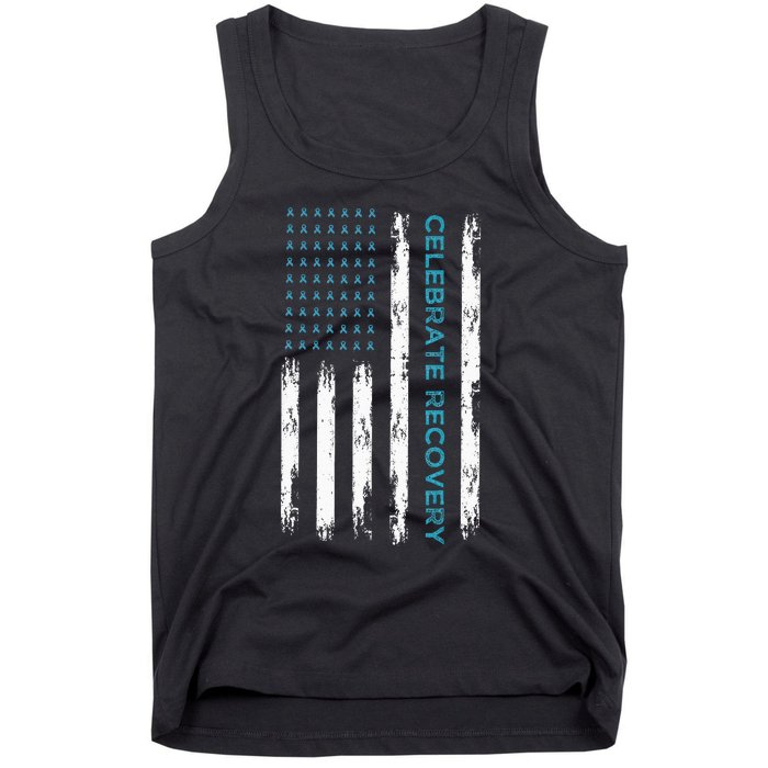 Drug Alcohol Addiction Recovery Celebrate Recovery Usa Flag Tank Top