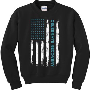 Drug Alcohol Addiction Recovery Celebrate Recovery Usa Flag Kids Sweatshirt