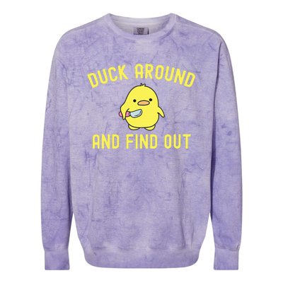 Duck Around And Find Out Funny Knife Duck Colorblast Crewneck Sweatshirt