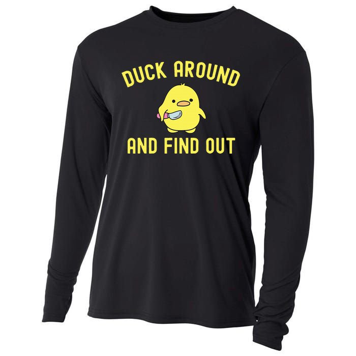 Duck Around And Find Out Funny Knife Duck Cooling Performance Long Sleeve Crew