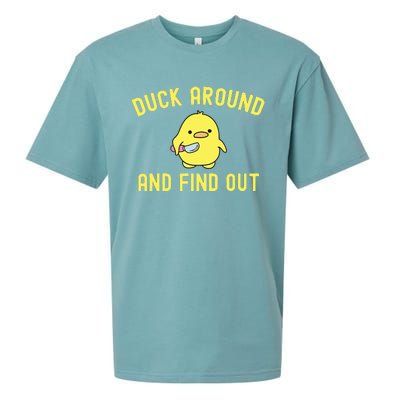 Duck Around And Find Out Funny Knife Duck Sueded Cloud Jersey T-Shirt