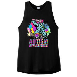 Dinosaur Autism Awareness Cute Gift Ladies PosiCharge Tri-Blend Wicking Tank