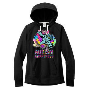 Dinosaur Autism Awareness Cute Gift Women's Fleece Hoodie