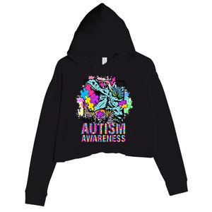 Dinosaur Autism Awareness Cute Gift Crop Fleece Hoodie