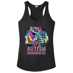 Dinosaur Autism Awareness Cute Gift Ladies PosiCharge Competitor Racerback Tank