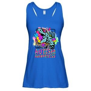 Dinosaur Autism Awareness Cute Gift Ladies Essential Flowy Tank