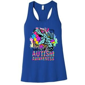 Dinosaur Autism Awareness Cute Gift Women's Racerback Tank