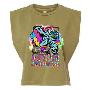 Dinosaur Autism Awareness Cute Gift Garment-Dyed Women's Muscle Tee