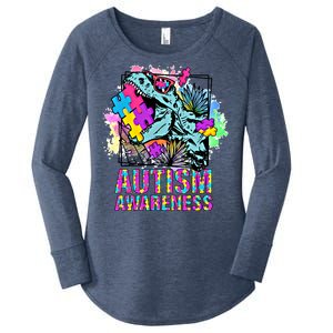 Dinosaur Autism Awareness Cute Gift Women's Perfect Tri Tunic Long Sleeve Shirt