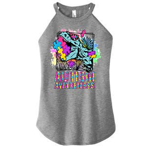 Dinosaur Autism Awareness Cute Gift Women's Perfect Tri Rocker Tank