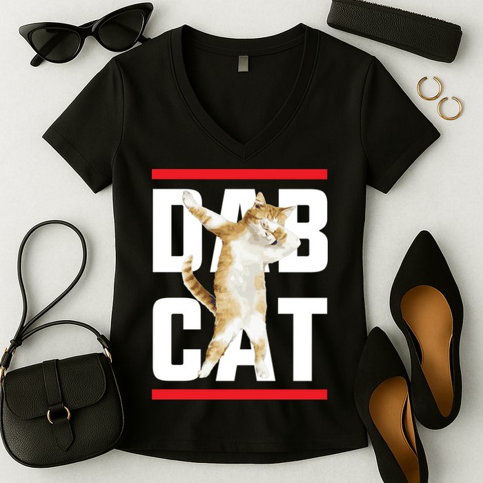 Dab Cat Dabbing Women's V-Neck T-Shirt