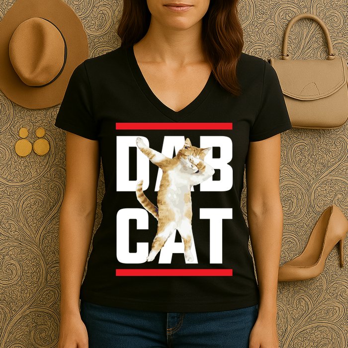 Dab Cat Dabbing Women's V-Neck T-Shirt