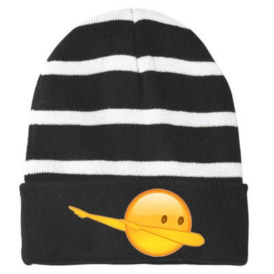 Dab Emoji Dabbing Striped Beanie with Solid Band