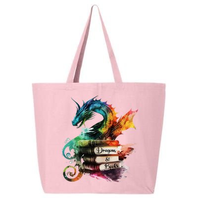 Dragons And Books Watercolor Fantasy Dragon Lover Theme 25L Jumbo Tote