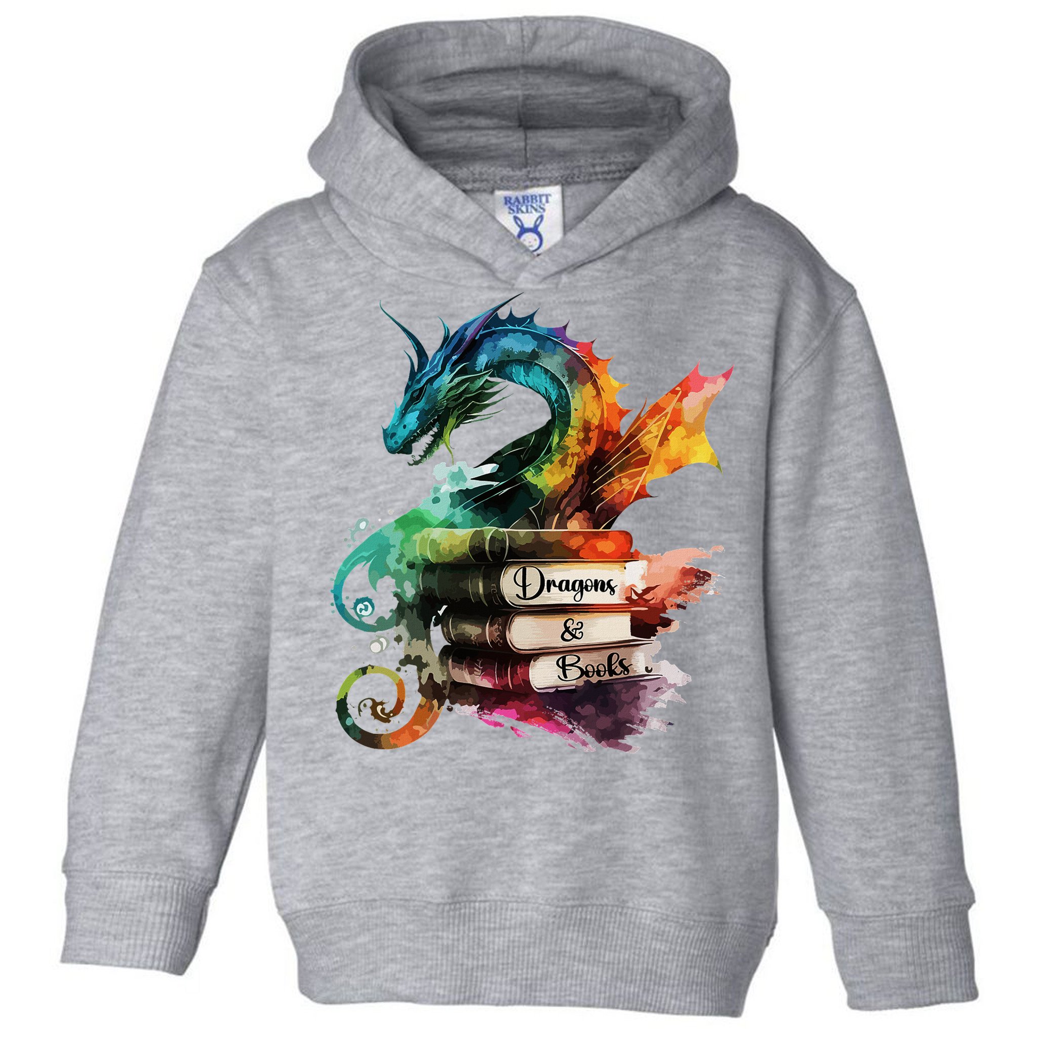 Dragons And Books Watercolor Fantasy Dragon Lover Theme Toddler Hoodie