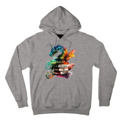 Dragons And Books Watercolor Fantasy Dragon Lover Theme Tall Hoodie