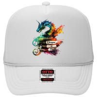 Dragons And Books Watercolor Fantasy Dragon Lover Theme High Crown Mesh Back Trucker Hat