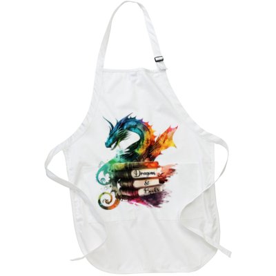 Dragons And Books Watercolor Fantasy Dragon Lover Theme Apron