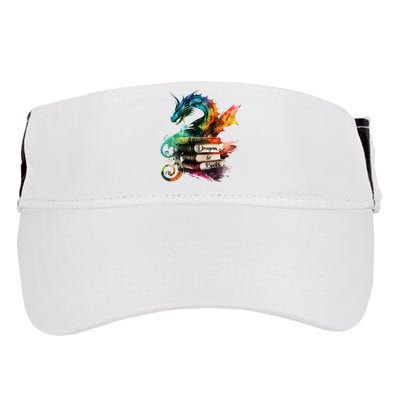 Dragons And Books Watercolor Fantasy Dragon Lover Theme Adult Drive Performance Visor