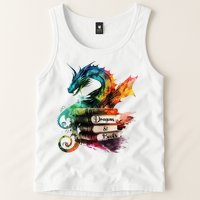 Dragons And Books Watercolor Fantasy Dragon Lover Theme Tank Top