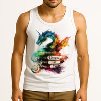 Dragons And Books Watercolor Fantasy Dragon Lover Theme Tank Top