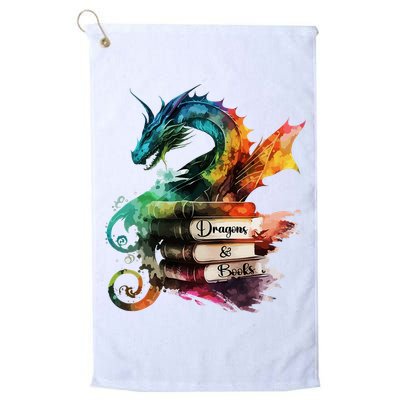 Dragons And Books Watercolor Fantasy Dragon Lover Theme Golf Towel