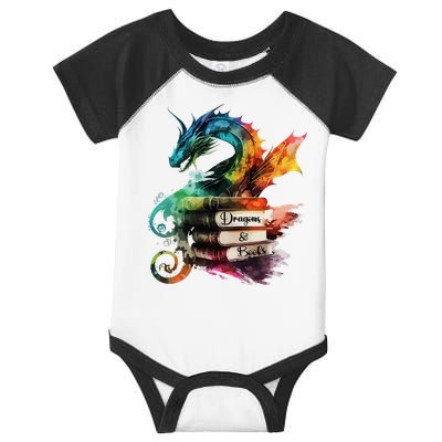 Dragons And Books Watercolor Fantasy Dragon Lover Theme Infant Baby Jersey Bodysuit