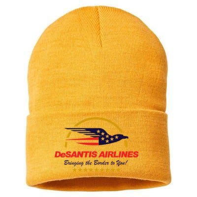 DeSantis Airlines Bringing The Border To You Funny Sustainable Knit Beanie
