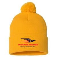 DeSantis Airlines Bringing The Border To You Funny Pom Pom 12in Knit Beanie