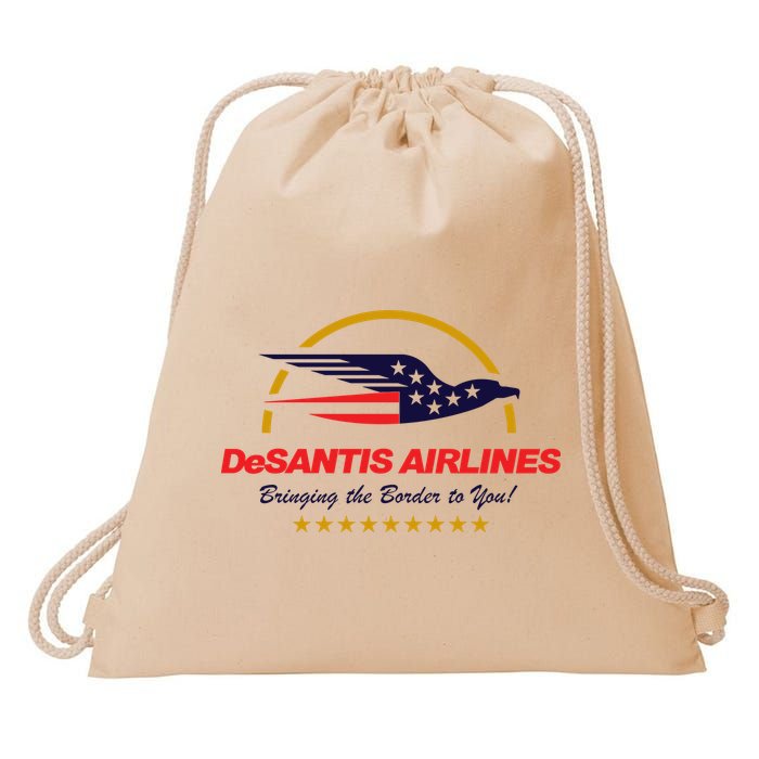 DeSantis Airlines Bringing The Border To You Funny Drawstring Bag