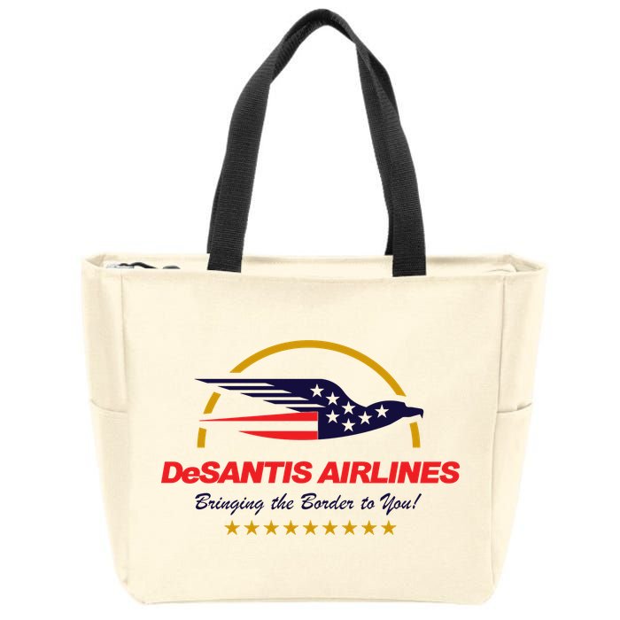 DeSantis Airlines Bringing The Border To You Funny Zip Tote Bag
