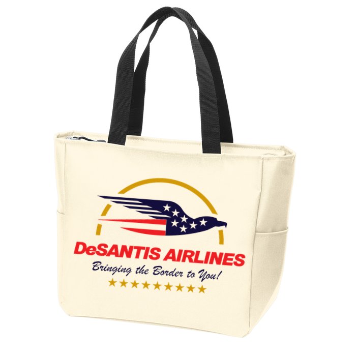 DeSantis Airlines Bringing The Border To You Funny Zip Tote Bag